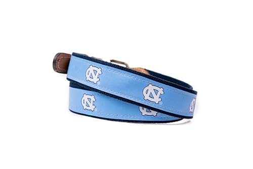 StadiumSpot North Carolina Web Leather Mens Belt, Carolina Blue, Size 382