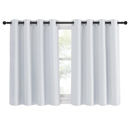 NICETOWN Room Darkening Curtain for Living Room - Window Treatment Thermal Insulated Grommet Room Darkening Panel/Drape for Bedroom (1 Panel, 52 by 45, Greyish White)