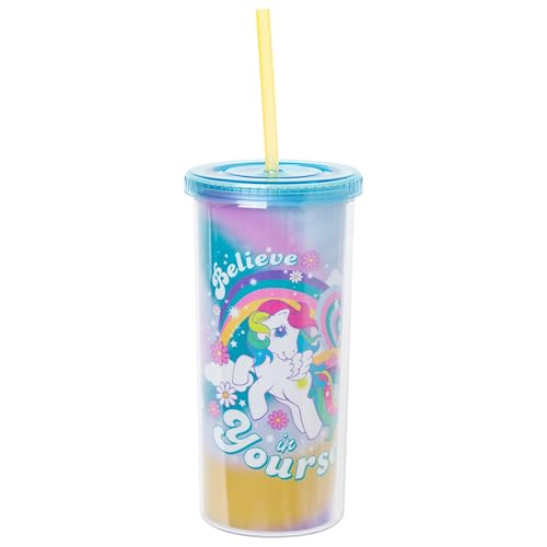 Image of Silver Buffalo My Little Pony inchBelieve in Yourself inch Plastic Tall Cold Cup with Lid and Straw, 20 Ounces