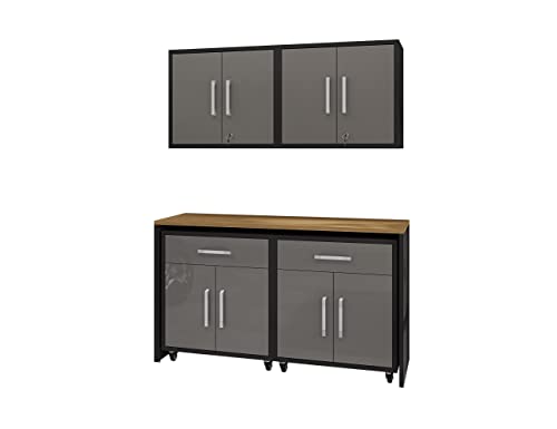 Image of Manhattan Comfort Eiffel Garage Cabinets and Storage System, Set of 5, Grey