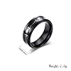 Men's Women's Stainless Steel Simple Electrocardiogram Carbon Fiber ECG Heartbeat Ring