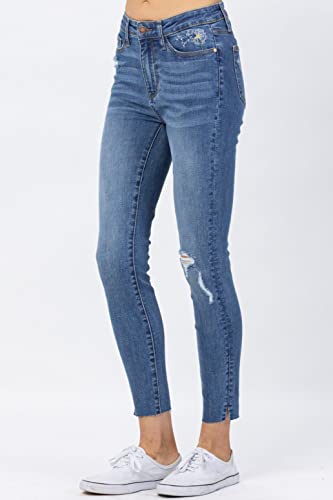 Judy Blue Women's High Waist Dandelion Embroidery Skinny Jeans2