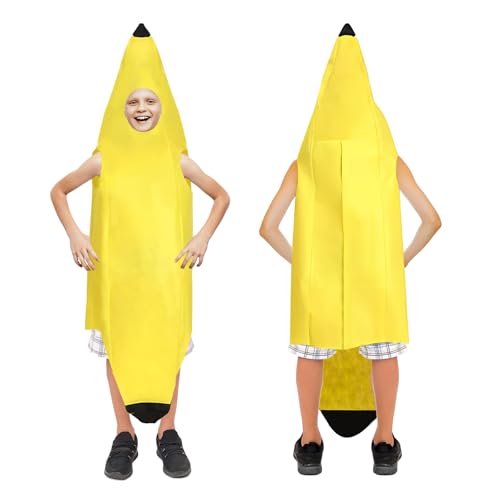 Disfraz de Plátano para Adultos Hombre y Mujer Unisex, Divertido Traje de Fruta Amarilla para Fiestas, Carnaval, Halloween, Eventos Temáticos y Despedidas de Soltero, Talla Única Cómoda