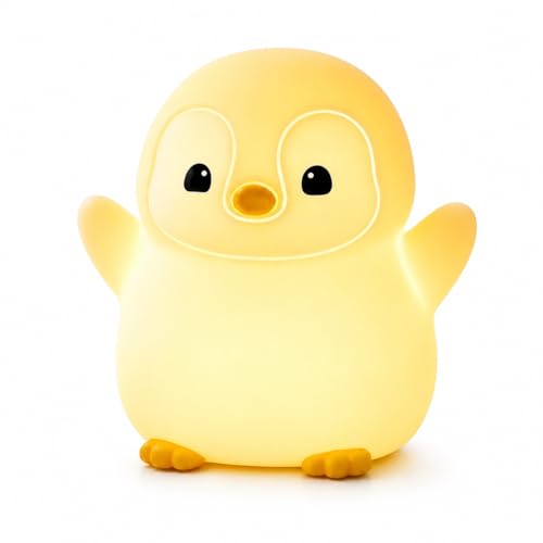 Lámpara de mesa pingüino de silicona con luz suave