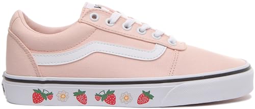 Vans Vans Women's Ward Canvas Sneaker, Strawberry Sidewall Silver Peony White, 5