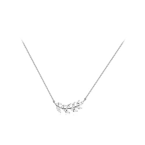 Collier en argent 925 massif motif feuilles de Sen fraîches ciselées