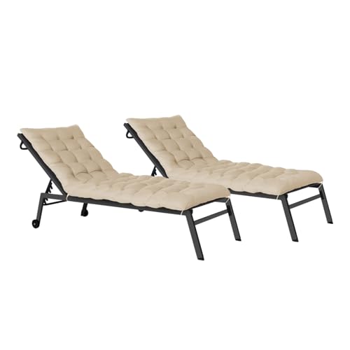 IDMarket - Lot de 2 Coussins universels de transat Adam 180 cm Beige