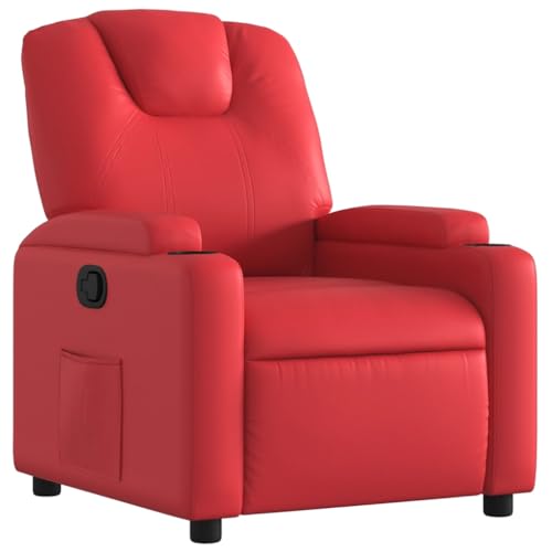 vidaXL Relaxsessel, Sessel mit Liegefunktion, Fernsehsessel Verstellbare Rückenlehne, Liegesessel Ruhesessel Polstersessel, Rot Kunstleder