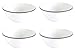 Crow Canyon Enamelware Round Salad/Soup/Serving Bowl, Classic Tableware - Set of 4 - White Body with Grey Rim, 8.5 Inches
