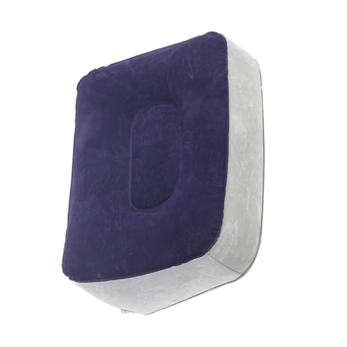 Operitacx Colchoneta Inflable Flocada Reposapiés para Avión Coche y Oficina Cojín Elevador de Piernas para Viajes Almohada de Viaje para Descanso Color Gris Azul