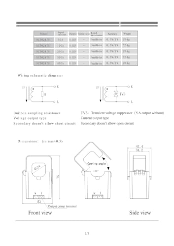 Transformateur de courant ouvrant SCT024TS 400A pour compteur - 3