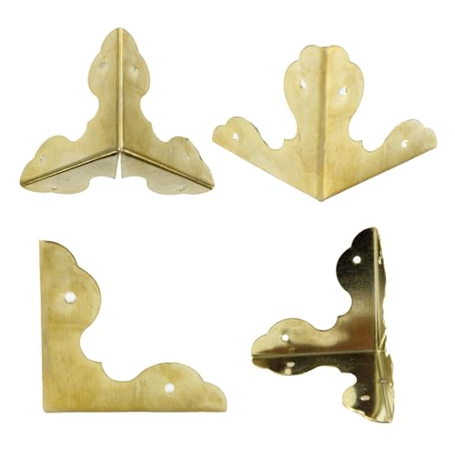 Image of 24PCS 1.3 inch Metal Box Corner Protector, Gold Triangle Edge Decorative Case Corner Edge Guard Protector Metal Cabinet Table Edge Cover