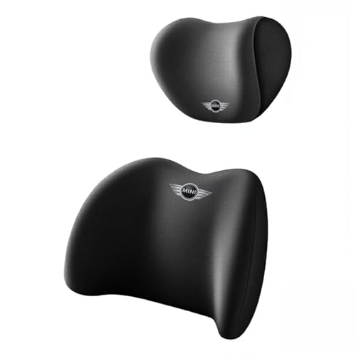 Juego de Cojines lumbares para Coche, para Mini Aceman SUV/Crossover 2024-2025 Espuma viscoelástica, diseño ergonómico, antiestática, Alivia el Dolor,A Black