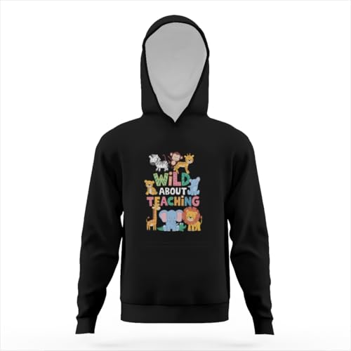 Vintage Wild About Teaching School Teacher Hoodies for Teen Girls Boys Lightweight Kangaroo Pocket Sweatshirt3