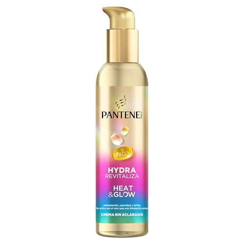 Pantene Pro-V Hydra Revitaliza Heat & Glow Crema Sin Aclarado 135ml. Protege contra la Humedad, el Encrespamiento y el Calor. Con Fórmula Pro-V Activada por Calor. Suavidad y Brillo, sin Apelmazar