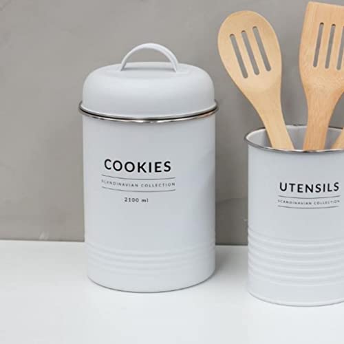 Lata Hermética para Biscoito de Metal Copenhag YOI 811500128 Branco 2,1L