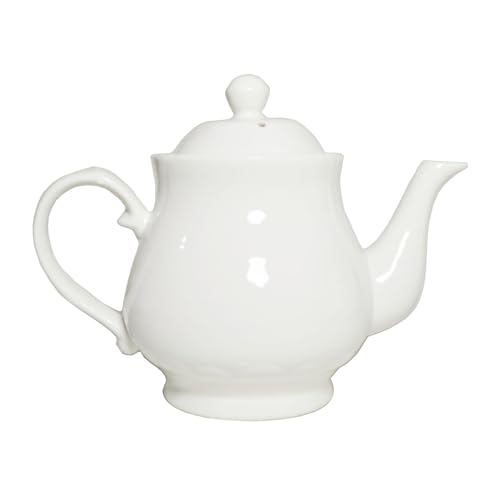 Image of White Porcelain Teapot, Lotus Tea Pot Coffee Tea Water Pot Vintage Ceramic Gooseneck Kettle (35oz)