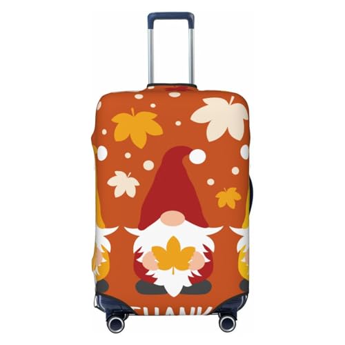 Happy Thanksgiving Three Gnomes Print Luggage Cover For Suitcase,Washable Elastic Travel Suitcase Protector With Zipper Closure And Bottom Buckle – Fits 18-32