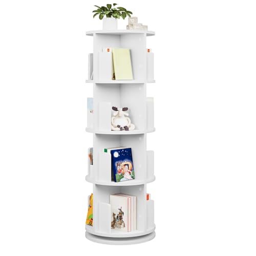 Bibliothèque Rotative Nisorpa 5 étagères - 46 Cm De Diamètre, 158,5 Cm De Haut, Roulettes, Rangement Livres Et Déco, Bois MDF - 7