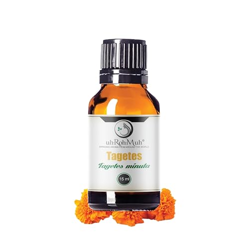 Tagetes Essential Oil – 100% Pure Steam Distilled from Tagetes minuta Flowers | Sweet, Citrusy Aromatherapy Oil for Relaxation & Massage | Top Note | Natural & Undiluted | India | 15ml