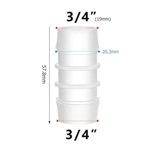 Image of Quickun Plastic Hose Barb Fitting, 3 /4 inch x 3 /4 inch Barbed Splicer Mender Joint Adapter Union Fitting (Pack of 5)