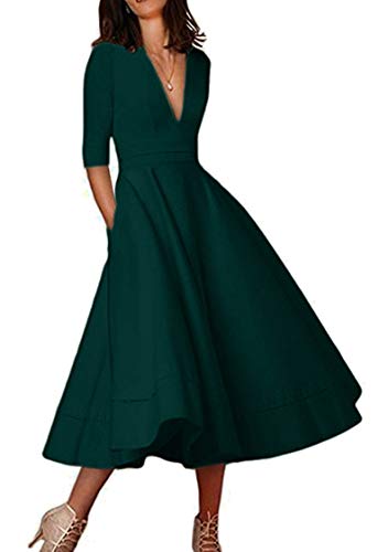 TYQQU Mujeres Vestido Túnica Evasé con Cinturón Manga Larga Escote En Pico Estampado Floral Body Muñeco De Nieve Rojo 3XL
