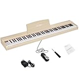 IKTMI 電子ピアノ 88鍵盤 ペダル付き 木製 電子 ピアノ 88鍵 携帯 Piano ポータブルピアノ 大人 初心者向け MIDI対応 持ち運び (ベージュ)