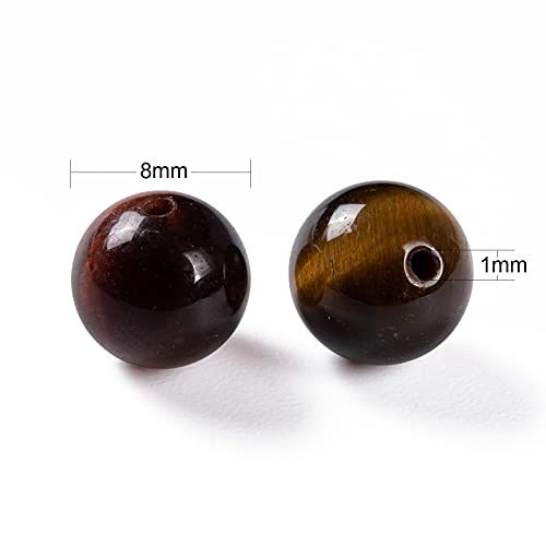BEEFLYING 100 Pcs 8mm Natural Original Stone Beads Yellow Tiger Eye Round Beads Loose Round Beads for Jewelry Necklace Kit Making - Image 2