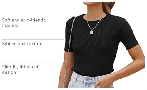 Image of ZESICA Women's Short Sleeve Sweater Tops 2026 Summer Crewneck Basic T Shirt
