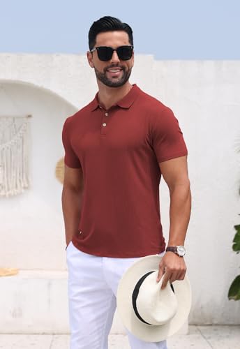 KESIHAN Mens Polo Shirts Short Sleeve Regular Fit Stretchy Summer Lightweight Casual Golf Shirt4