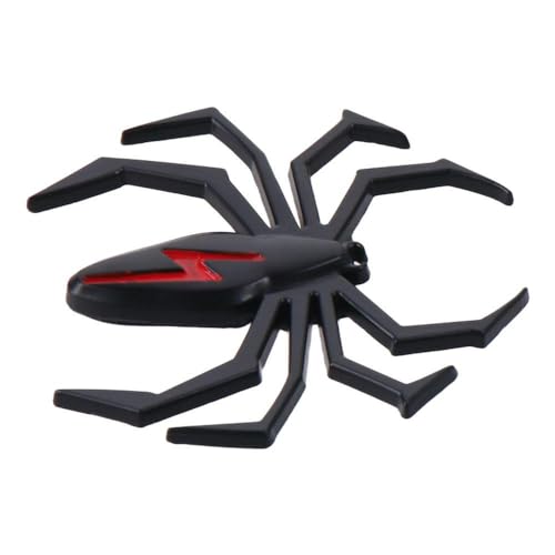 Image of 2Pcs Metal Spider Emblem Badge Sticker,Spider Decal Spider Lightning Sticker,Self Adhesive Black Spider Badge for car