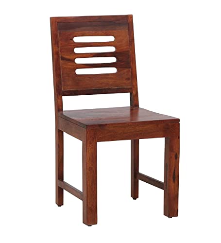 Image of Sheesham Wood Dining Chairs Set Wooden Chairs Without Cushion for Study Room Living Room Home (Set of 2, Honey Finish)