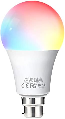 WiFi Smart Bulbs Alexa Light Bulb B22 Bayonet, Fitop Dimmable White and Colour Changing Light Bulb, 10W 1000LM=90W RGBCW LED Compatible with Alexa/Google Home/Siri, 2200K-6500K, No Hub Required 1 Pack