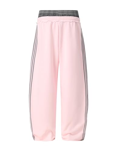 Aelfric Eden Baggy Wide Leg Sweatpants for Women Men Double Elastic Waisted Streetwear Y2K Casual Lounge Pants Trouser with Pockets Pink X-Small — view 2