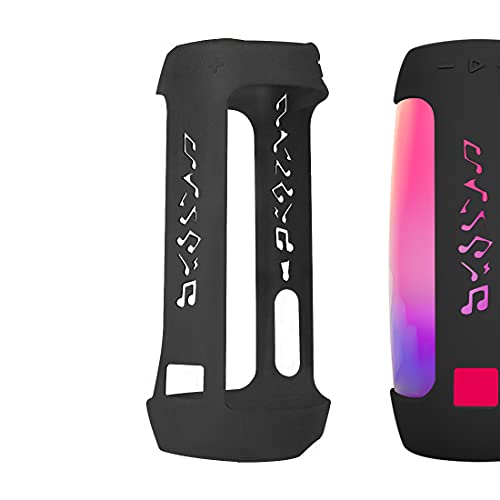 Geekria Silicone Speaker Case Cover, Compatible with JBL Pulse 4, Protective Waterproof Soft Skin, Replacement Speakers Travel Carrying Case with Keychain Hook, with Shoulder Strap