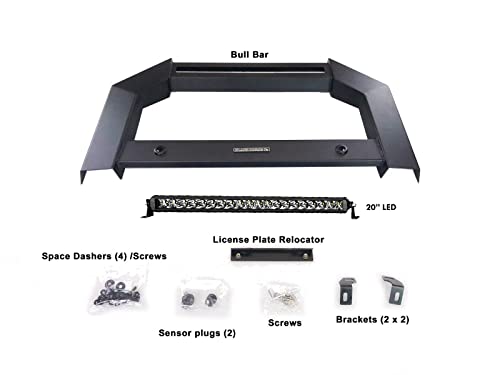 Image of BLACK HORSE - Matte Black Steel Armour Bar (No LED) Compatible with Cadillac Escalade ESV EXT Avalanche, Silverado Suburban 1500, Tahoe Yukon XL, Sierra 1500 - AB-GM10-NL