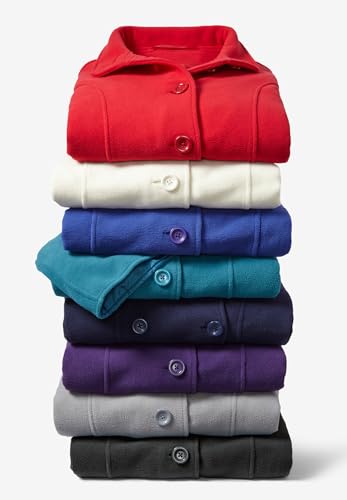 Woman Within Plus Size Double-Breasted Hooded Fleece Peacoat2