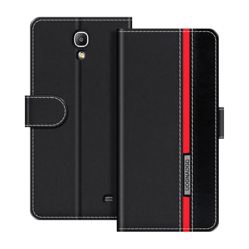 UOGNADGD Leather Phone Case Compatible with Samsung Galaxy Mega 2 G750F G7508 Flip Wallet Cover with Magnetic Closure, Kickstand & Card Holders, Shockproof Protection (Black)