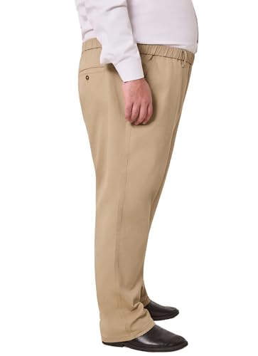 voeeron Mens Big and Tall Elastic Waist Cotton Pants Pull On Casual Slacks Relaxed Fit Everyday Wear