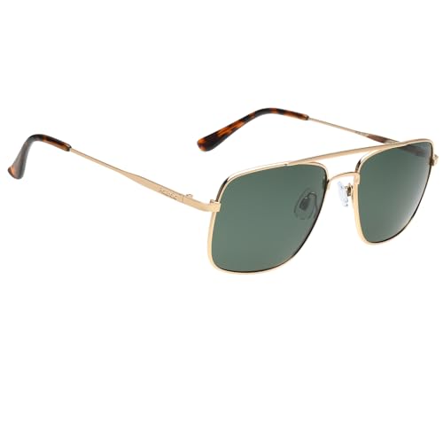 Image of Polaroid | Gold Full rim Square Branded and Stylish Sunglasses | Polarized | 100% UV Protection (UV 400) Green Lens | Men | Large | POL 17 M GOLD /GREEN