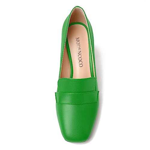 Image of MODENCOCO Womens Sexy Formal Matte Slip On Square Toe Work Block High Heel Loafers Shoes 3.5 Inch