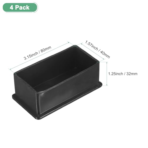 Image of M METERXITY 4-Pack Rectangle Chair Leg Caps, 1.57 x 3.15 (40 x 80mm) PVC Chair Leg Floor Protectors for Chairs /Table /Bed, Furniture Feet Covers Cups Non-Slip End Tips