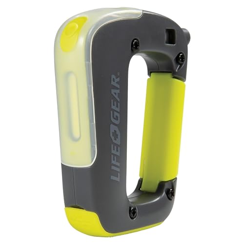 Life Gear Adventure Carabiner Light 250 Lumens - Safety Whistle/SOS Flasher/Magnetic Base Rechargeable bulit-in 2200mAH Run Time 70hrs for Camping/Hiking/Working/Outdoor Activities