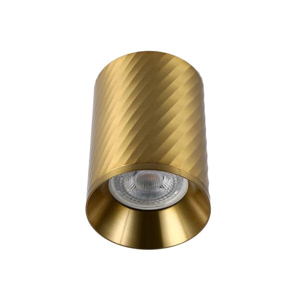 TEKLED GU10 Spiral Textured Downlight | Recessed Spot Light | Dimmable Aluminium Ceiling Fixture 70x100mm | Antique Gold | Light Bulb Not Included
