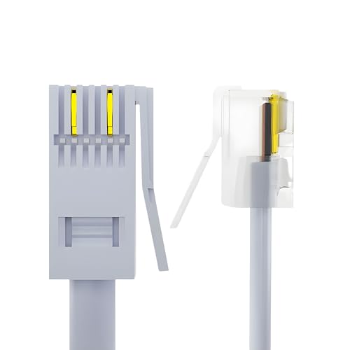 BT to RJ11 Modem Cable | UK Landline Phone, Fax & Router Lead | BT Plug to RJ11 Wire - 2m Long Cable 4-Pin Wire 6P4C Male Internet Broadband Cable, Extension Lead for ADSL Landline