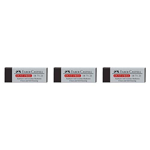 Faber-Castell – 3 gomas plástico - Libre de polvo - Color negro