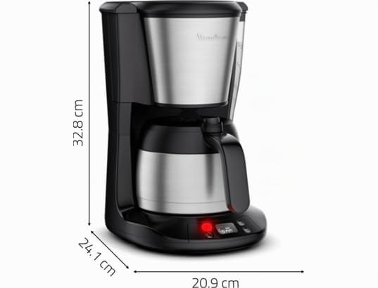 Moulinex Subito, Cafetera Filtro programable con jarra isotérmica, Capacidad de 0,9L, 12tazas, FT5S2DE0