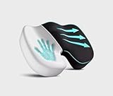 Cuscino Ortopedico Memory Foam Premium Rinfrescante per Coccige, Cuscino Antidecubito Ergonomico per Sedia Ufficio Auto Casa, Supporto Lombare Postura con Fodera Traspirante Lavabile Antiscivolo
