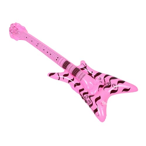 WESIEVYA Guitarra Hinchable Rosa para Fiestas Temáticas Accesorio Inflable para Decoración y Infantil Instrumento Musical de Aire para y Disfraces Rock