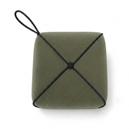 Image of CASASTYLE Signature Velure Suri Accent Pouf | Boston Fabric | 40D High-Density Foam | (Ocean Green) | Footrest, Vanity Ottoman & Accent Seat for Home, Office, & Hotel